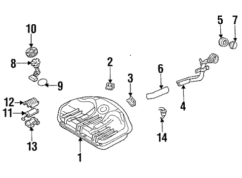 1991 Nissan Sentra Fuel Supply Tube Assy-Filler Diagram for 17221-65Y00