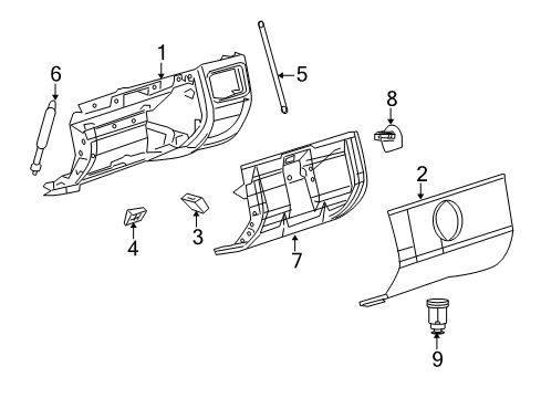 2006 Chrysler Crossfire Glove Box Gas Prop Diagram for 5099512AA