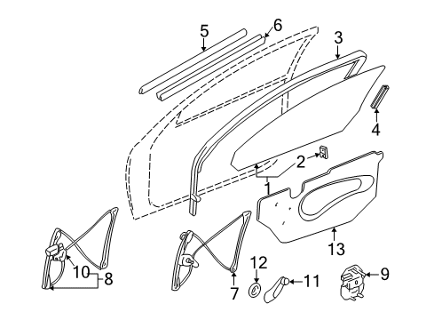 2002 Oldsmobile Alero Front Door Channel Asm-Front Side Door Window Diagram for 22623404