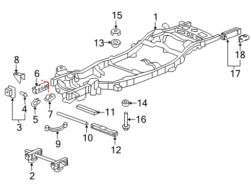 2010 Chevrolet Avalanche Frame & Components Radiator Bracket Diagram for 15854869