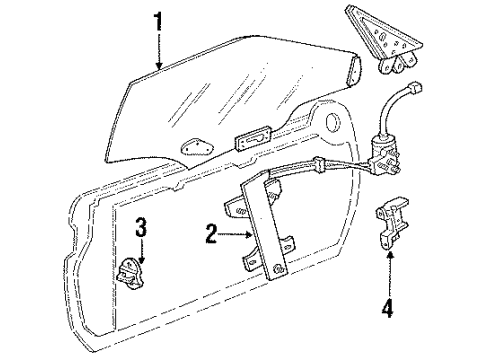 1991 Ford Probe Door Glass & Hardware Hinge Diagram for E92Z6122800A