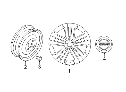2011 Nissan Juke Wheels, Covers & Trim Aluminum Wheel Diagram for D0300-1KA2B
