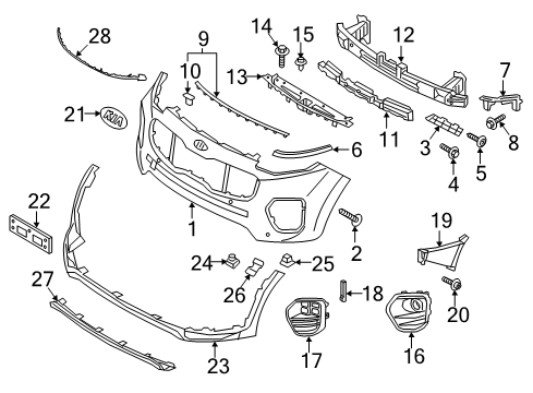 2021 Kia Sportage Bumper & Components - Front BRKT-FRT Bumper UPR Diagram for 86534D9500