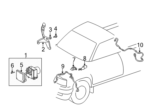 2004 Toyota Tacoma ABS Components Decel Sensor Bracket Diagram for 89439-04010