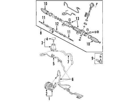 2005 Toyota Matrix P/S Pump & Hoses, Steering Gear & Linkage Cooler Pipe Diagram for 44406-01020