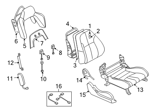 2008 Nissan 350Z Front Seat Components Cushion Complete-Front Seat RH Diagram for 873A2-CF48A