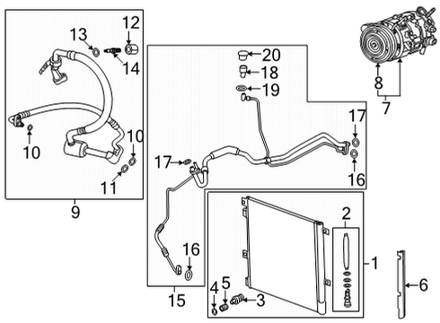 2021 Cadillac XT5 A/C Condenser, Compressor & Lines Side Seal Diagram for 84672585