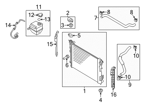 2016 Kia Sportage Radiator & Components Radiator Assembly Diagram for 253102S200