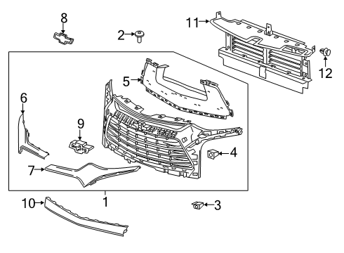 2019 Chevrolet Blazer Grille & Components Lower Molding Diagram for 84383258