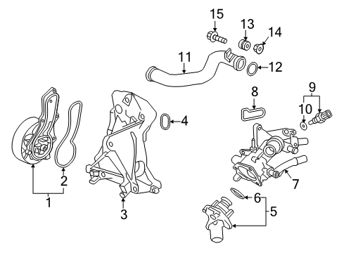 2016 Honda CR-V Powertrain Control Cover Assembly, Thermostat (Nippon Thermostat) Diagram for 19310-5A2-A02