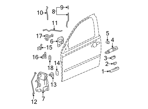 2006 Chevrolet Malibu Front Door - Lock & Hardware Handle Asm-Front Side Door Inside *Dark Titanium Diagram for 15860515