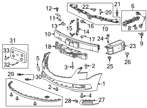 2018 Cadillac XTS Front Bumper Emblem Bolt Diagram for 9202831