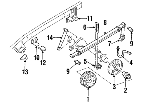 1989 GMC C3500 Rear Suspension Components Plate, Rear Brake Backing (LH) Diagram for 14068905