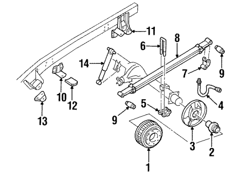 1989 GMC C3500 Rear Suspension Components Leaf Spring Diagram for 15976726