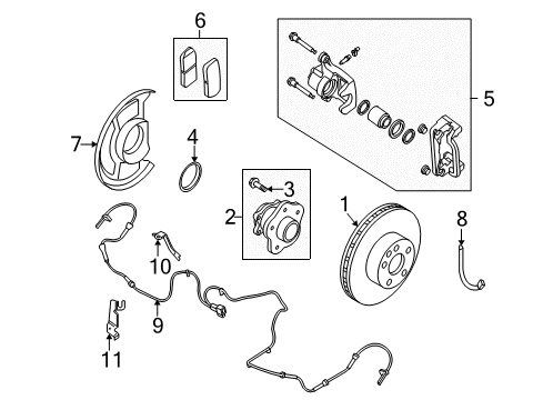 2007 Nissan Altima Anti-Lock Brakes CALIPER Assembly-Rear LH, W/O Pads Or SHIMS Diagram for 44011-JA01A