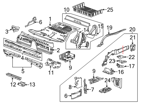 2016 Chevrolet Camaro Rear Floor & Rails Rear Floor Pan Diagram for 84137605