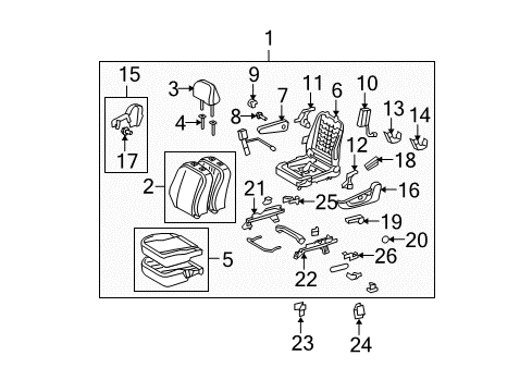 2009 Scion xB Front Seat Components Armrest Assy, Front Seat, Inner LH Diagram for 72890-12010-B1