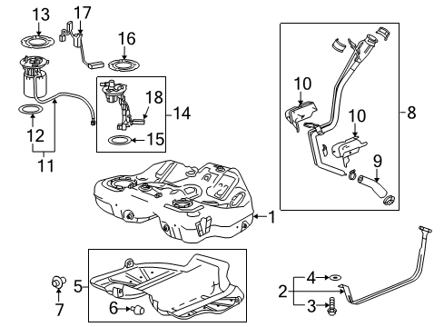 2013 Cadillac XTS Fuel System Components Tank Strap Diagram for 13238488