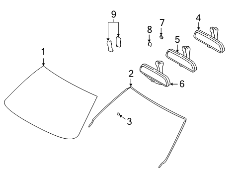 1997 BMW 540i Windshield Glass Set Of End Caps Diagram for 51168194789