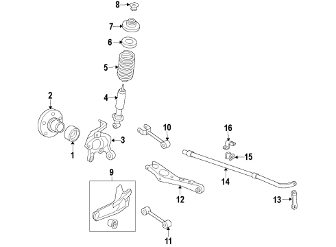 2009 Ford Explorer Sport Trac Rear Suspension Components, Lower Control Arm, Stabilizer Bar Bushings Diagram for 6L2Z-5493-AA