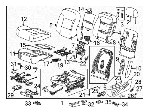 2018 Chevrolet Silverado 1500 Driver Seat Components Seat Back Panel Diagram for 23365181