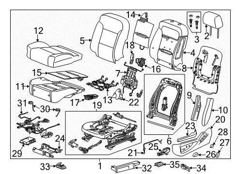 2015 GMC Sierra 1500 Driver Seat Components Track Cover Diagram for 23150148