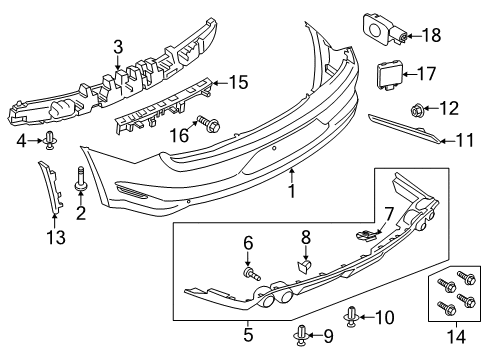 2019 Ford Mustang Rear Bumper Valance Panel Screw Diagram for -W507080-S437