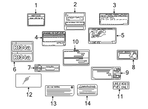 1998 Toyota Camry Information Labels Info Label Diagram for 73794-33010