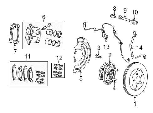 2009 Jeep Grand Cherokee Front Brakes CALIPER-Disc Brake Diagram for 68002158AA