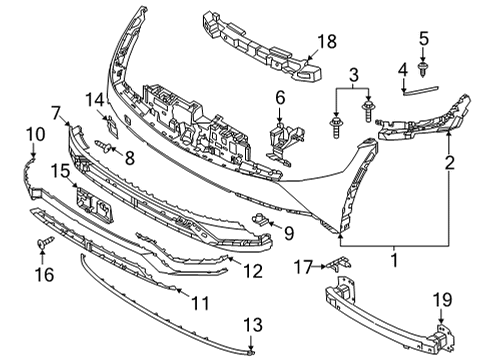 2022 Hyundai Ioniq 5 Bumper & Components - Front BRACKET-FR BUMPER SUPT UPR CTR Diagram for 865B2-GI000