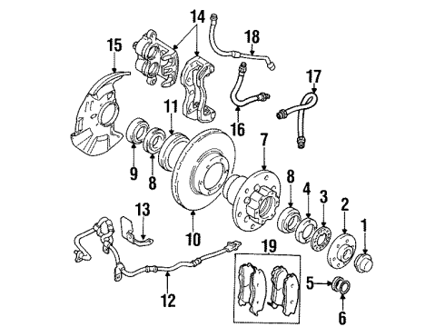 1996 Mitsubishi Montero Front Brakes Piston-Brake Diagram for MB857837