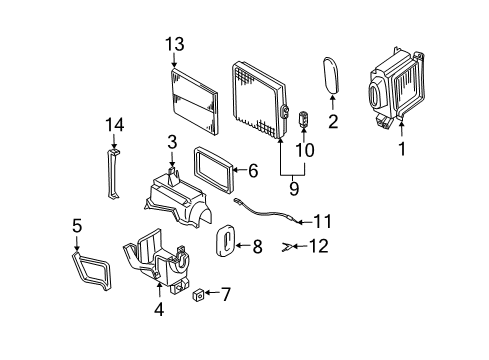 1999 Chevrolet Tracker Air Conditioner Evaporator, A/C (W/Case) Diagram for 30022537
