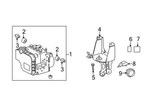 2011 Lexus ES350 Anti-Lock Brakes Mount Bracket Bolt Diagram for 90119-A0266