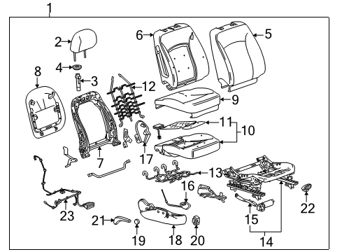 2015 Buick LaCrosse Passenger Seat Components Recliner Diagram for 22933865
