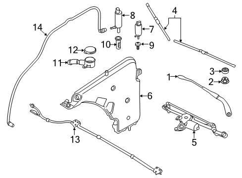 2013 BMW 335i Wiper & Washer Components Filler Pipe Diagram for 61667241664