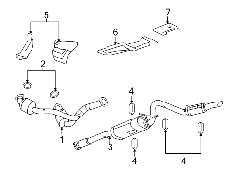 2008 Chevrolet Silverado 2500 HD Exhaust Components Converter & Pipe Diagram for 25782037