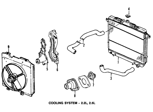 2000 Dodge Dakota Cooling System, Radiator, Water Pump, Cooling Fan Hose-Radiator Inlet Diagram for 52029191AC