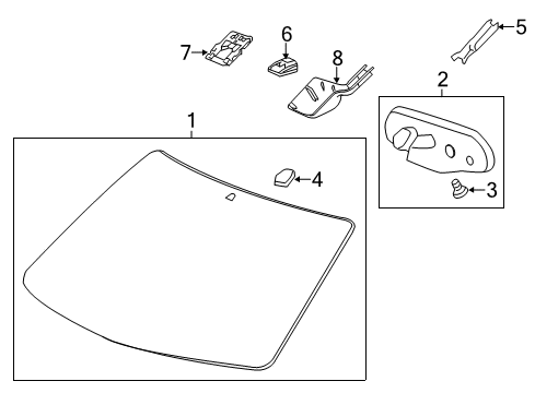 2016 GMC Acadia Windshield Glass Front Camera Bracket Diagram for 23221685