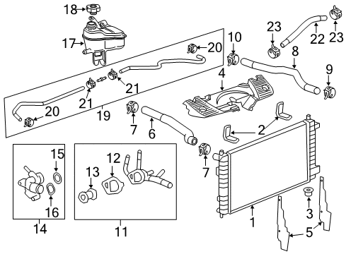 2015 Chevrolet Impala Limited Radiator & Components Thermostat Housing Diagram for 12689037