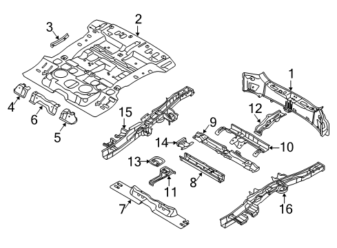 2011 Kia Sorento Rear Body & Floor Panel Assembly-Rear Floor Diagram for 655211U100