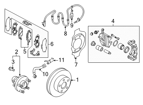 2009 Nissan 370Z Brake Components Hardware Kit-Front Disc Brake Pad Diagram for 41080-0V726