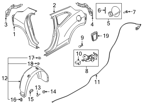 2020 Hyundai Veloster N Fuel Door Rear Wheel Guard, Right Diagram for 86822-K9000