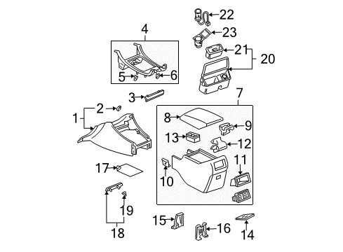 2001 Toyota Avalon Front Console Plate Diagram for 58919-AC010