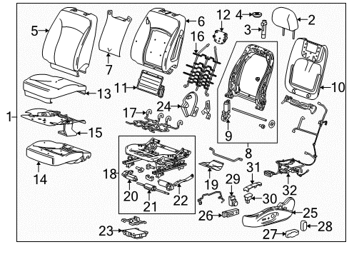 2015 Buick LaCrosse Driver Seat Components Seat Back Cover Diagram for 26203897