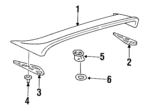 1998 Toyota Celica Rear Spoiler Protector Diagram for 76875-20080