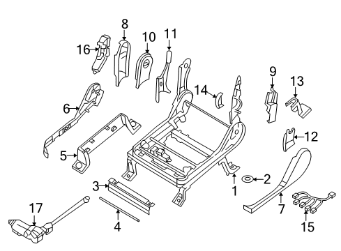 2015 Nissan Titan Power Seats Cover-Seat Slide Inner, LH Diagram for 87307-ZQ00A