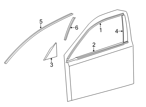 2011 Lexus CT200h Exterior Trim - Front Door MOULDING, Front Door Window Diagram for 75756-76010