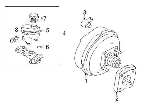 2003 Buick LeSabre Dash Panel Components Power Brake Booster Assembly Diagram for 88967234