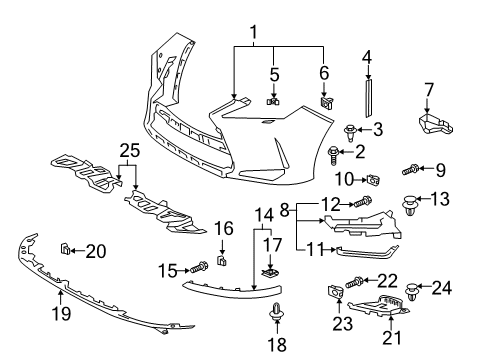 2022 Lexus RX450hL Bumper & Components - Front Cover Assembly, FR BUMPE Diagram for 52040-0E150