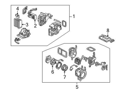 1993 Acura NSX A/C Evaporator & Heater Components Evaporator Sub-Assembly Diagram for 80210-SL0-A03